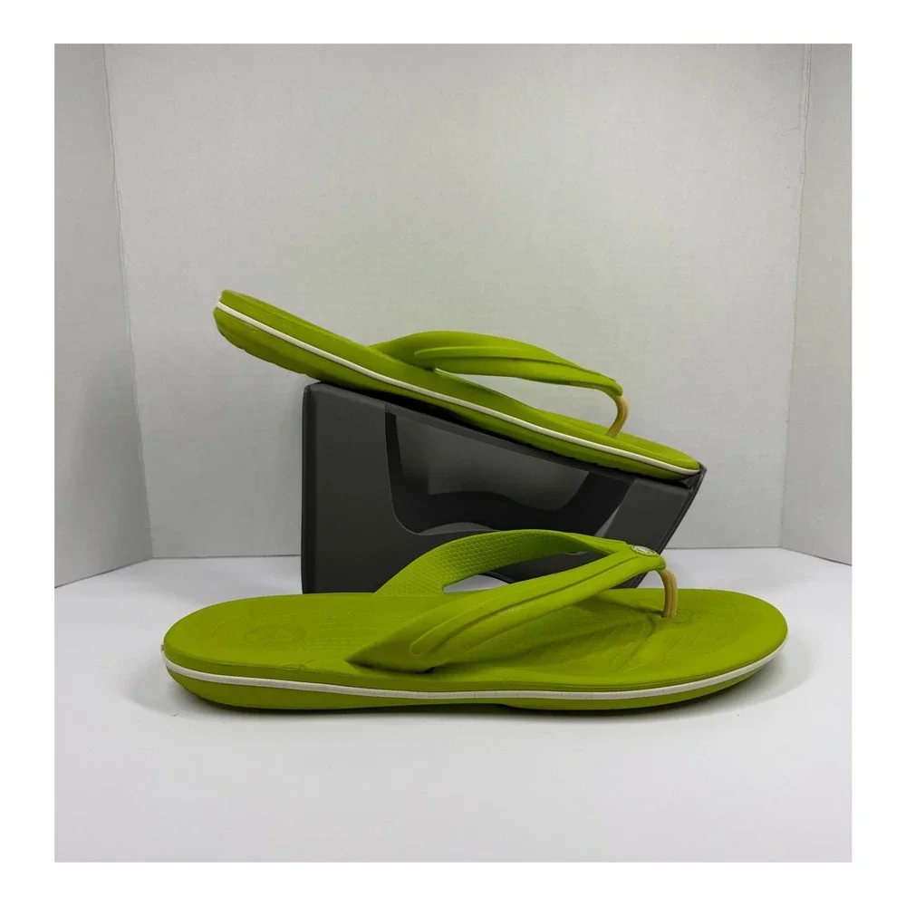 Crocs Crocband Flip Flops Lime Green Mens 11 Womens 13 Thong Sandals 11033
